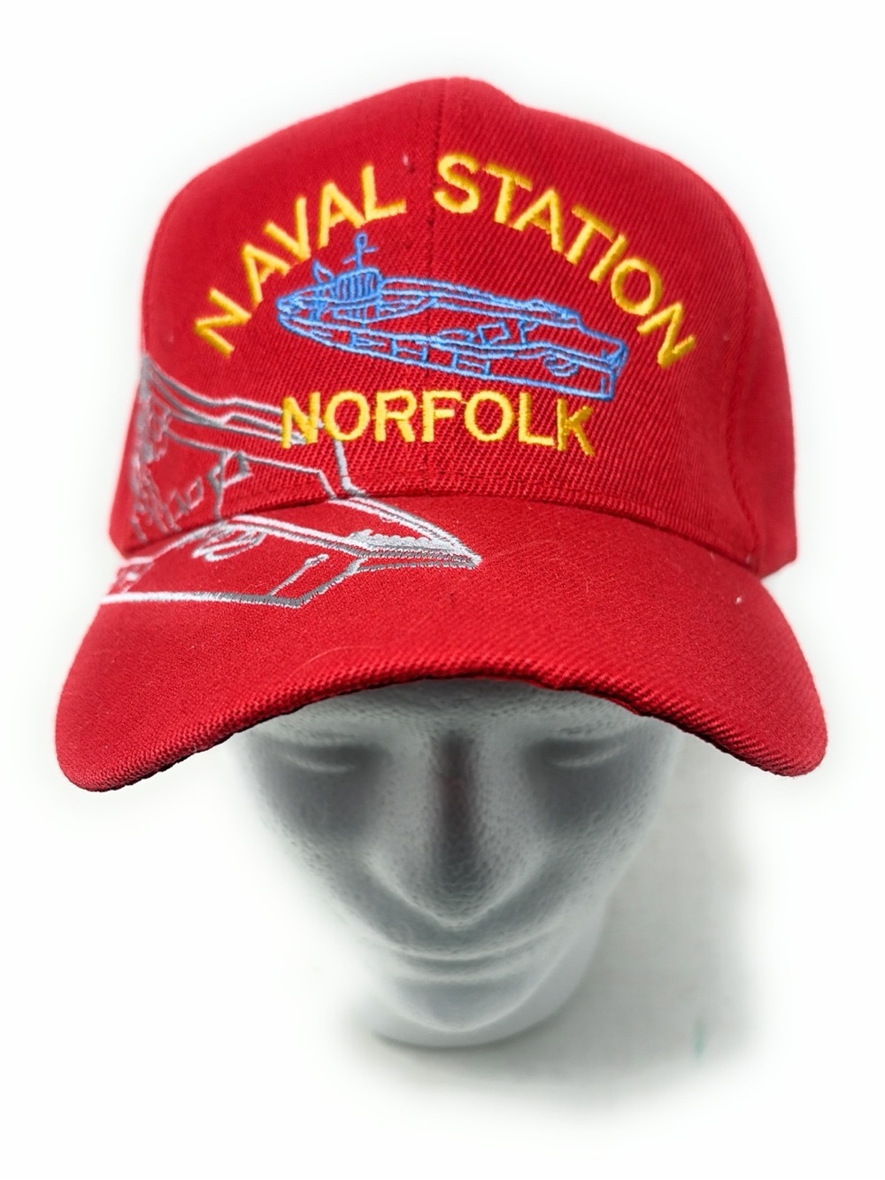 Naval Station Norfolk Red Adjustable Navy Ship Embroidered Virginia